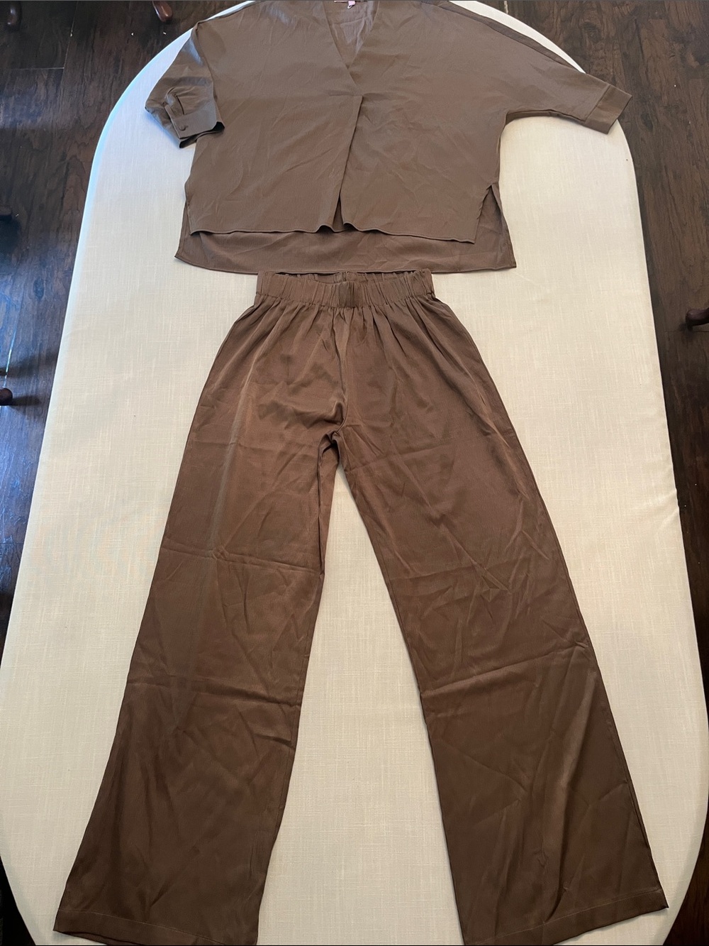 Women's Brown Wide-Leg Elastic Waist Pants - Unbranded